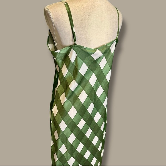 NWT Vineyard Vines ‘Silky Midi Slip Dress’ in “Cypress Green Gingham” Size Large - Picture 15 of 16